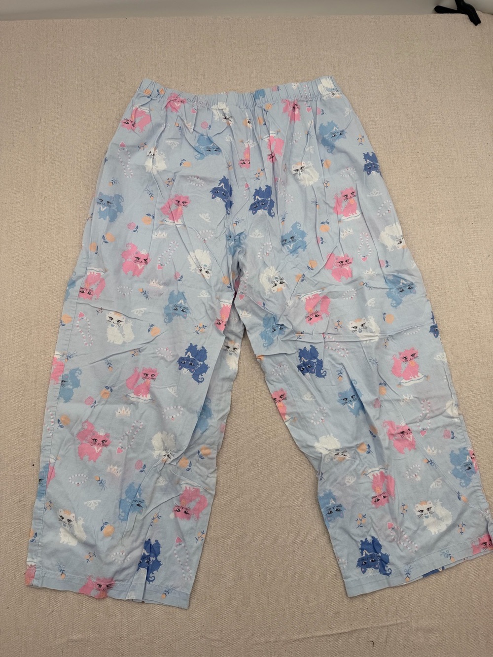 Adonna Light Blue  Pajama Pants with Pink & Blue Cat Print